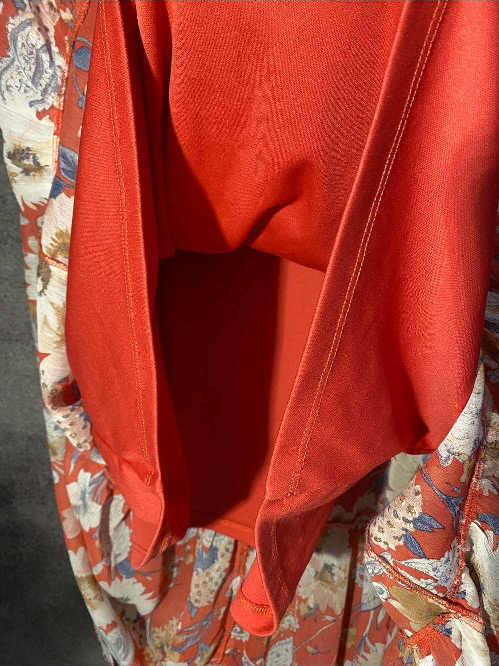 Fourteenth Place 2X Floral Paisley Tiered Maxi Skirt Orange Boho Button Front - Picture 9 of 11